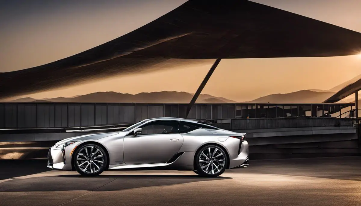 Image of the Lexus LC 500's exterior design showcasing its sleek and muscular silhouette.
